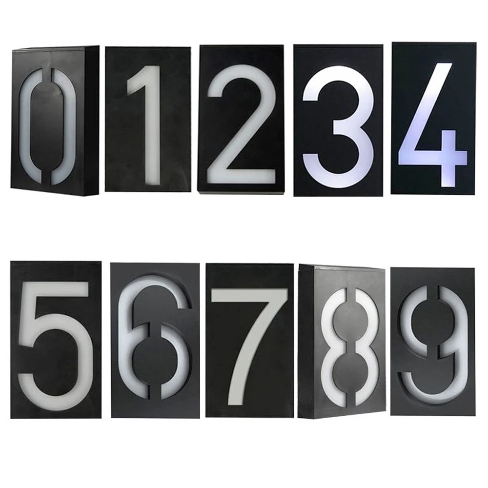 Waterproof Solar Powered Illuminated House Door Number 6 Led Outdoor Wall Plaque Light Sign