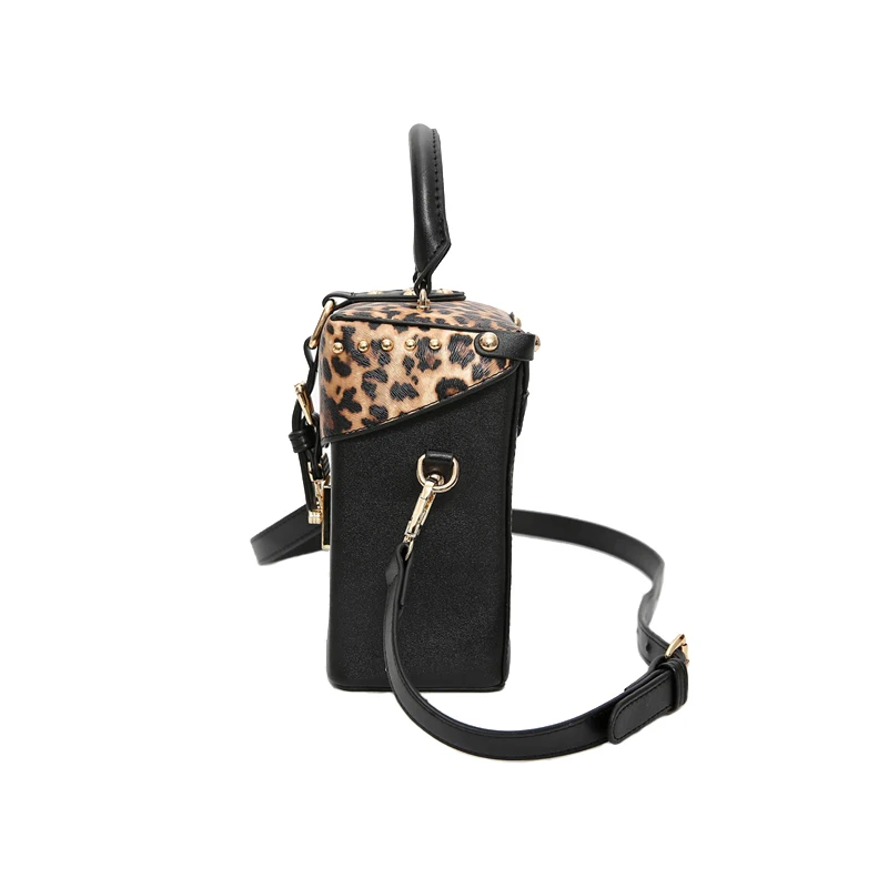 Fashion Women Leopard Rivet Handbag INS Popular Hot Female Exquisite Shoulder Bags Mini Box Ladies Travel Handle Bolsa SS3484 (6)