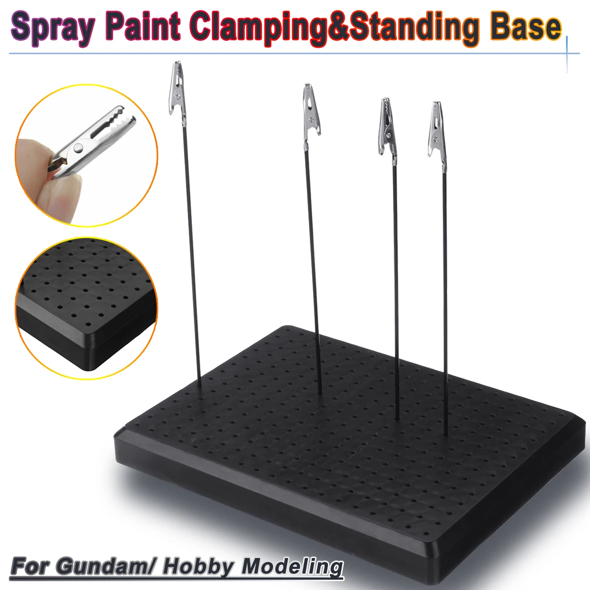 

10Pcs Airbrush Spray Paint Clamping Parts Holder Color Clip and 1Pcs Stand Holds for Hobby Modeling Model Painting