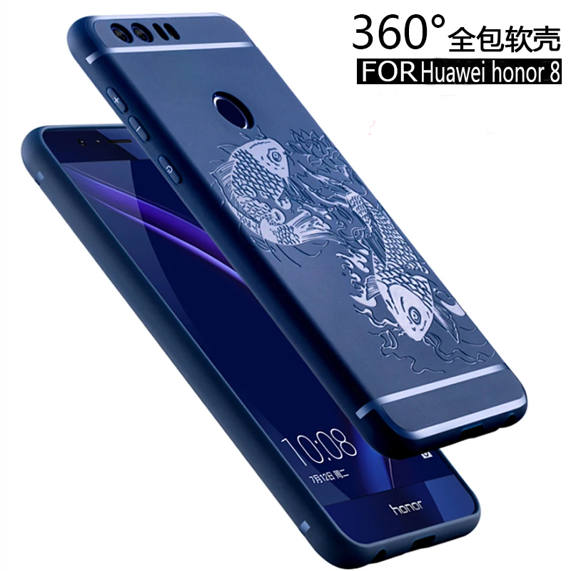 

Luxury case For Huawei Honor 8 High quality Soft silicone Fish pattern Protective back cover for huawei honor8 phone shell