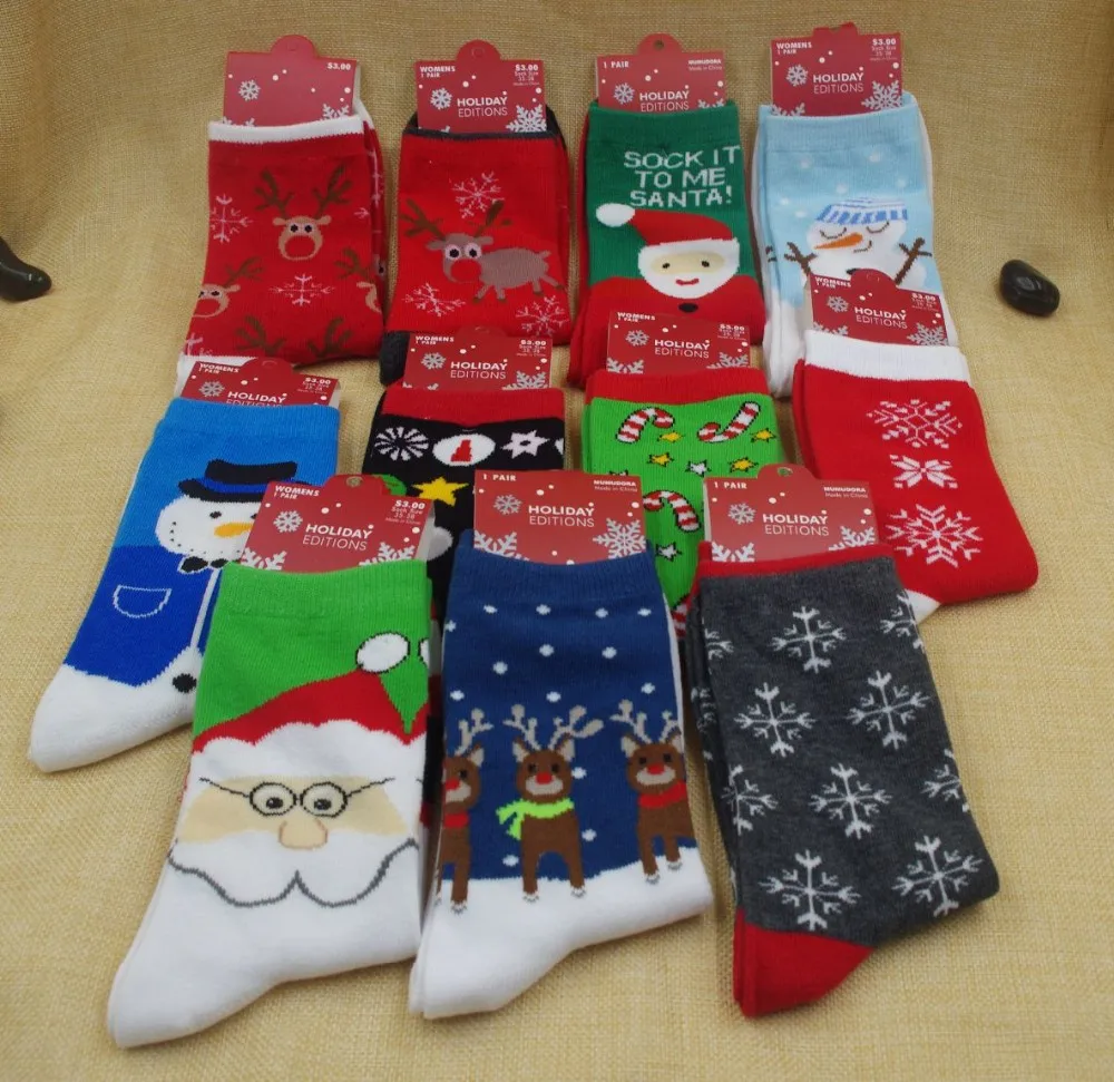 Теплые хлопковые женские носки 15 лет с изображением оленя и снеговика; носки без пятки на год, Рождество, праздничный красный цвет