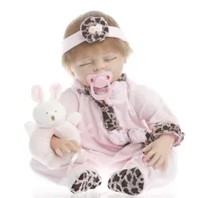 SanyDoll baby reborn силиконовые куклы, реалистичные куклы reborn 22 дюймов 55 см носить браслет с милым розовым трико куклы глаза