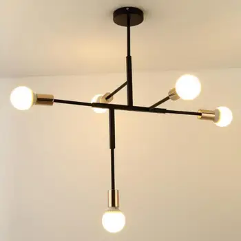 

European creative iron Ceiling Lights black led lamps living room E27 led bulb Ceiling lamps led lustre lighting Ceiling lamp Z5