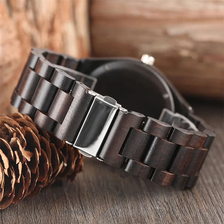 full wooden watch quartz mens