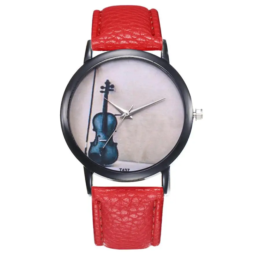Музыкальные инструменты красочные женские кварцевые часы Необычные темперамент повседневные женские наручные часы простые подарки на день рождения# D - Цвет: Red
