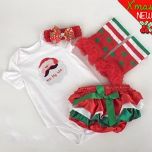 Kids Newborn Baby Girl Clothing Set Infant Christmas Clothes Bodysuit+Culottes+Leg Warmer+Headband 4PCS For Babies Free Shipping