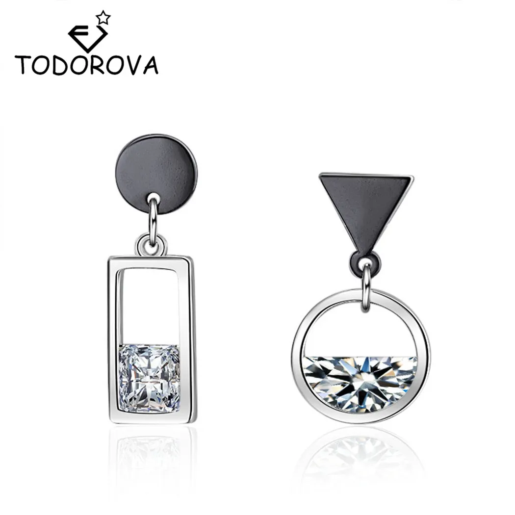 

Todorova Women's Circle Rectangle Crystal Ocean Wave Dangle Earrings Jewelry Round Triangle Earrings