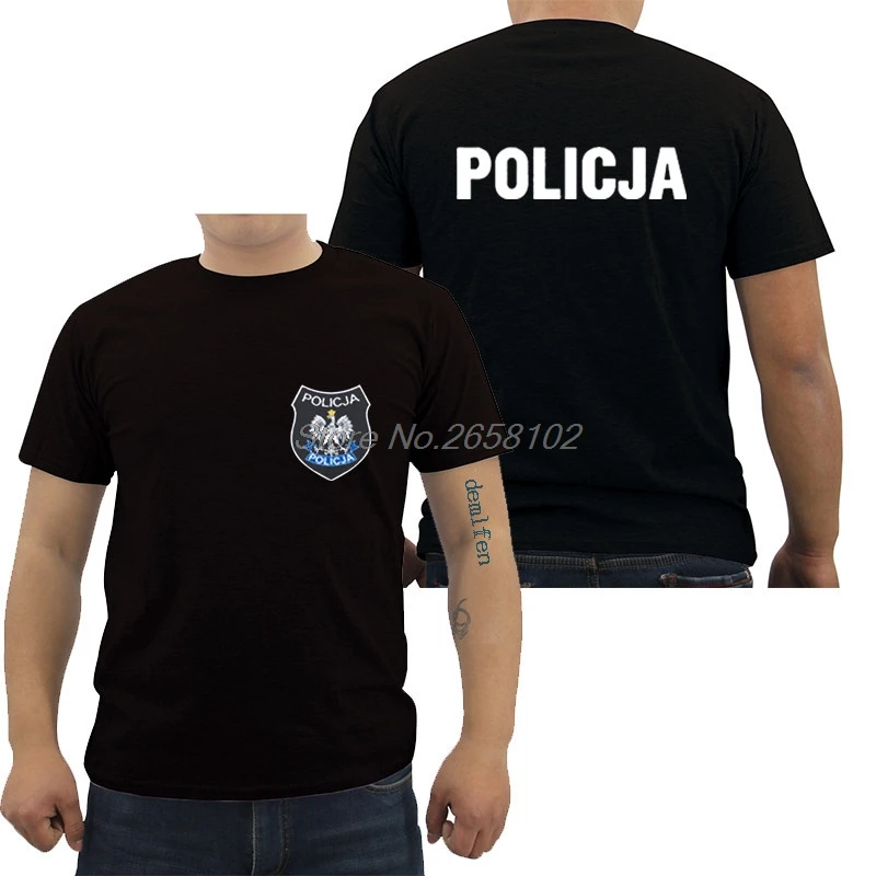 

Hot Sale Fashion Poland Polish Police Policja BOA Anti Terrorist Pirotechnik Black Shirt Male Cotton Tee Harajuku Shirt