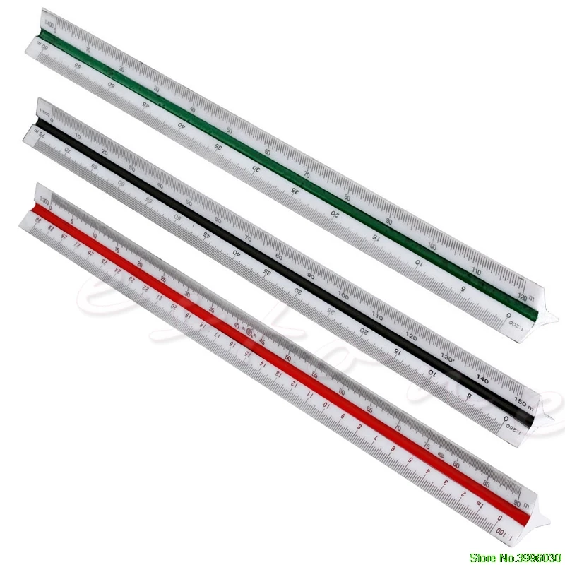 300mm Triangular Metric Scale Draughtsmens Ruler For Engineer