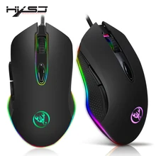 HXSJ Gaming Mouse USB Wired Mouse 6 Buttons 200-4800DPI Optical USB Wired Desktop Mice RGB Backlit For game player