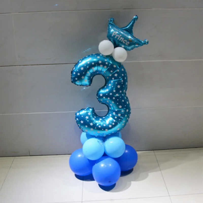 Blue 3 Doriwoo 20 шт. фольгированные шары с цифрами для детей 1, 2, 3, 4, 5, 6, 7, 8, 9 лет, украшения для вечеринки в честь Дня Рождения, для малышей, для мальчиков и девочек - Цвет: Blue 3