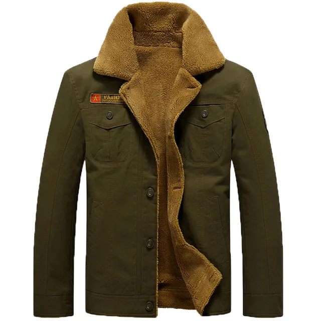 Men's Turn Down Collar Winter Jackets and Coats Military Style Thicken