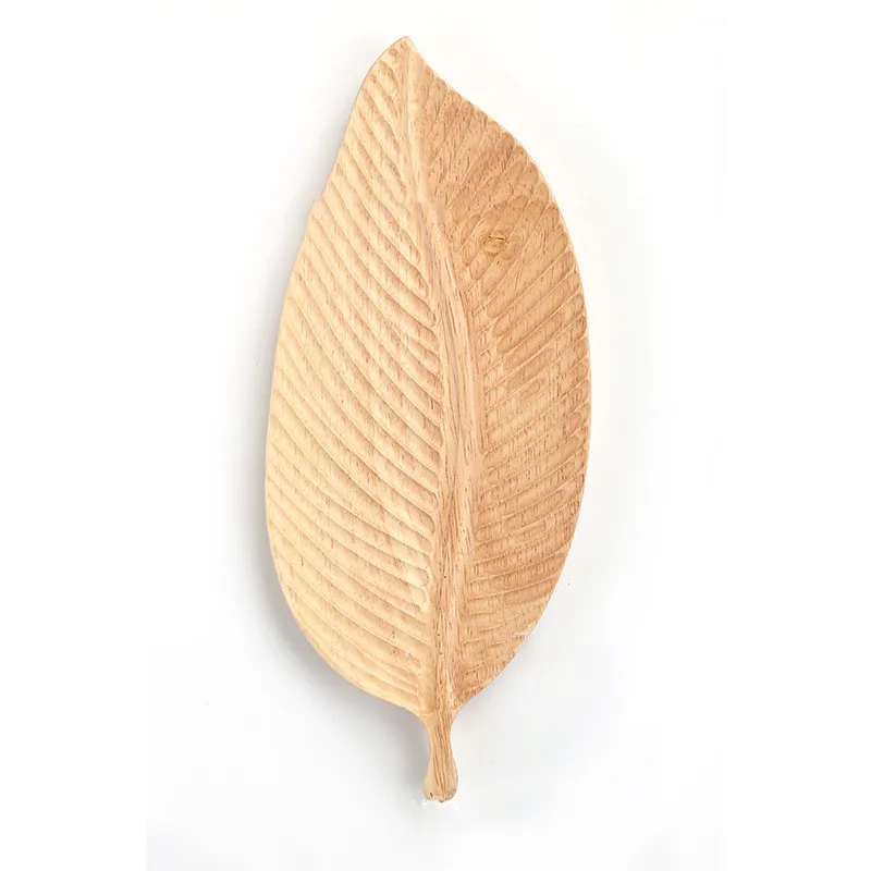 

Leaf Pattern Rubber Walnut Wood Pan Plate Fruit Dishes Saucer Tea Tray Dessert Dinner Bread Wood Plate Japanese Irregular Shape