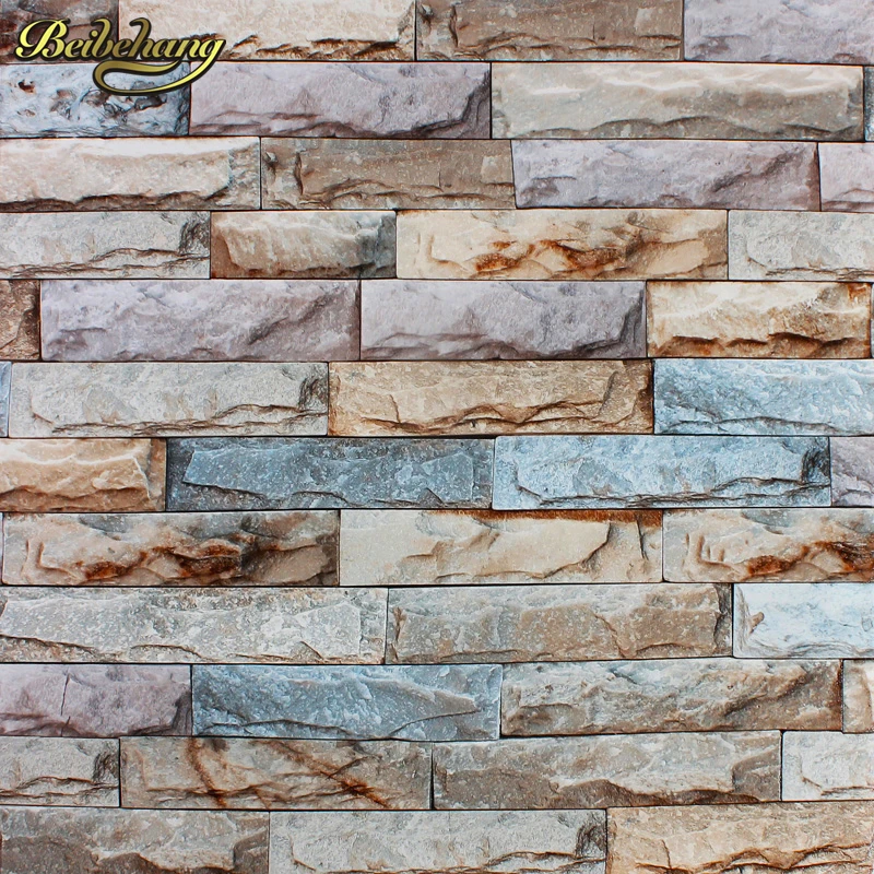 

10M stone wall textured feature wallpaper roll tv background papel de parede vintage stone brick wall paper home decor wallpaper