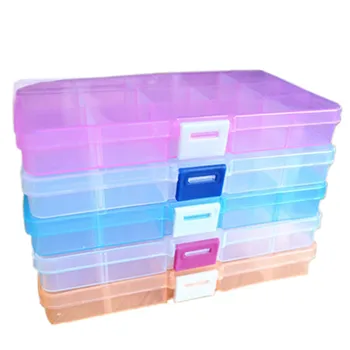 

15 Lattice Plastic Storage Box Compact Adjustable Jewelry Container Beads Case Rhinestone Storage Craft Fishhook Boxes Organizer