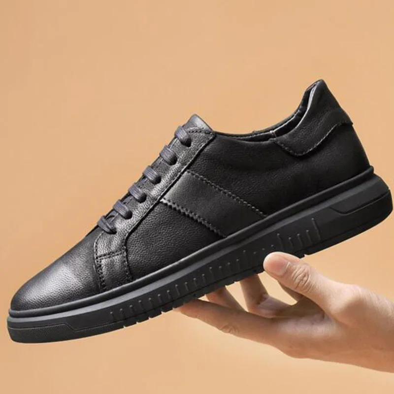 

Spring Summer Hot Sale Men Genuine Leather Solid Color Shoes,Round Toe England Style Casual Flats Shoes Non-slip Breathable