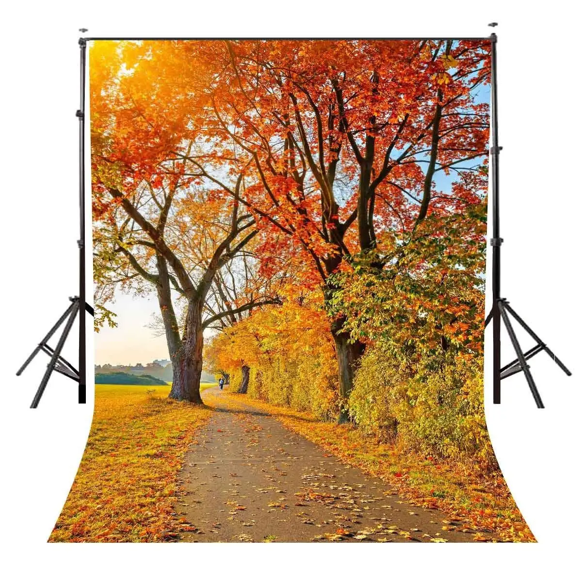 5x7ft кленовый фон с листьями Осенний клен дорожный пейзаж для фотосъемки и
