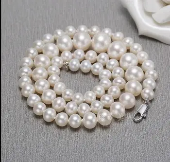 

classic 9-12 mm round white pearl necklace 18inch 36"