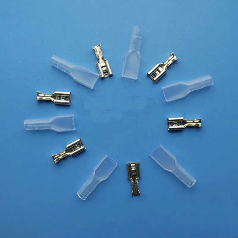 

100pcs/4.8 plug spring insulated Crimp Terminal Female Spade Connector with case
