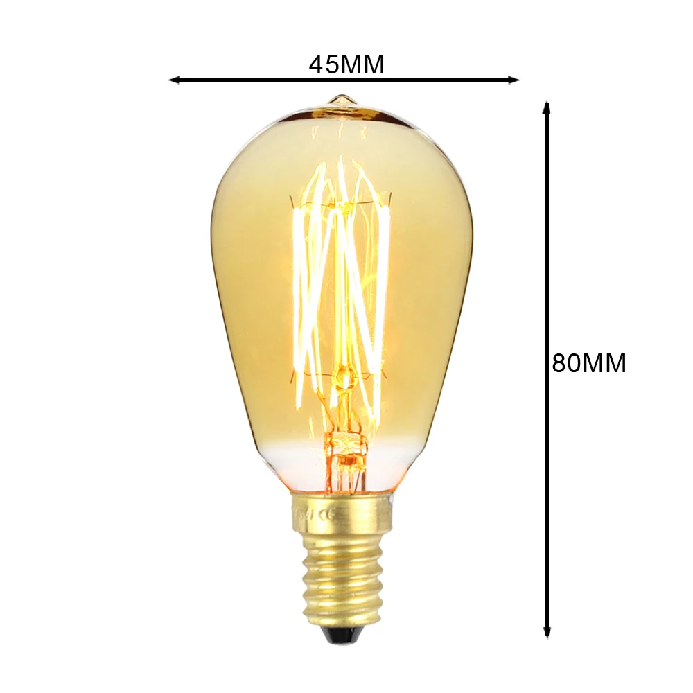10 шт упакованы в партии ST45 Эдисон лампы E14 220 В 40 Вт Круглые ретро старинная лампочка старинные лампы нить накала дизайнерский Декор свет - Цвет: ST45 amber