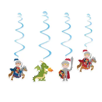 

Knights Ceiling Hanging Swirl Decorations dragon knights Cutout Party DIY Decorations Supplies