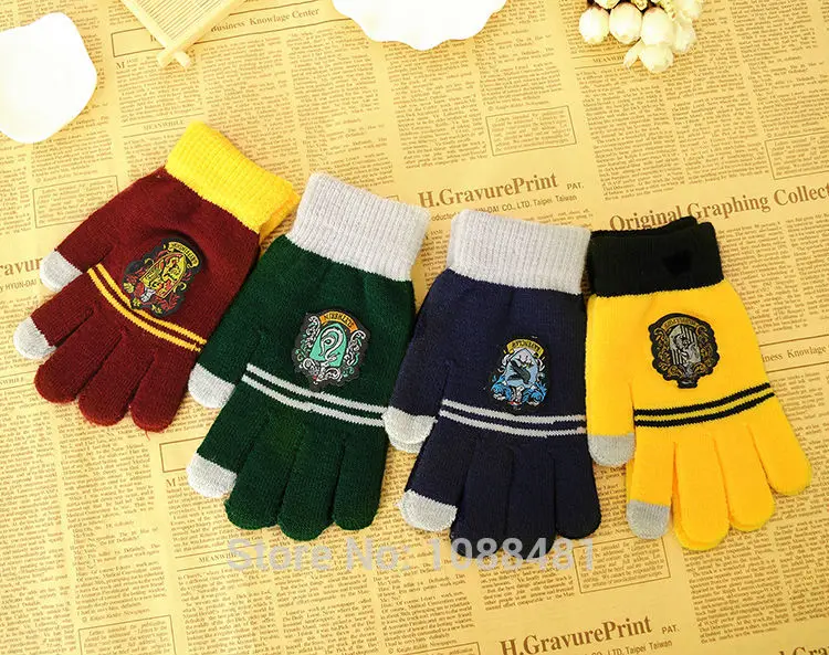 Сенсорные перчатки шапка с наушниками Гриффиндор/Слизерин/Hufflepuff/Ravenclaw перчатки шляпа Хэллоуин Рождественский подарок