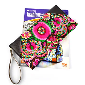 

womens wallets money bags Genuine Leather cowhide embroidery wallet clutch bag characteristics cowhide lady fashion high quality