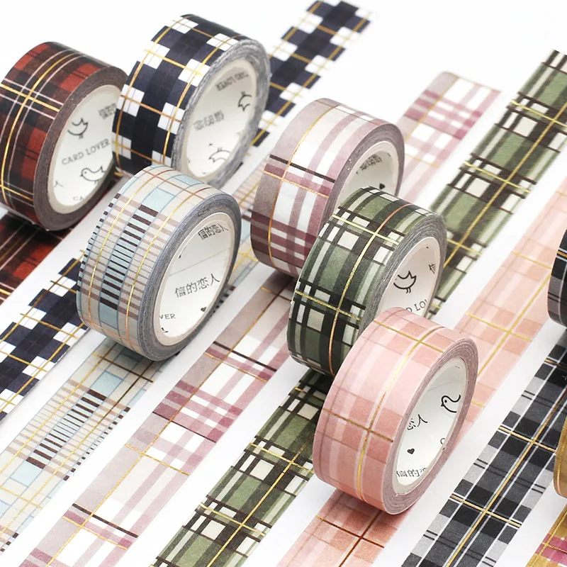 

1 Pc Foil Decorative Plaid Dots Kawaii Masking Washi Tape Set Scrapbook Adhesive Japanese Stationery