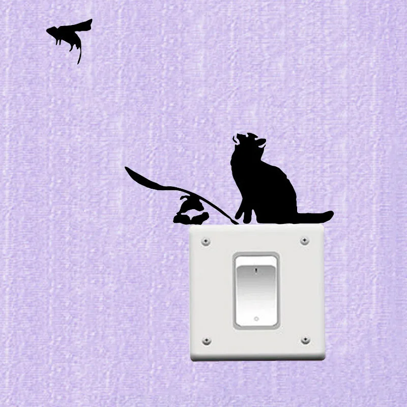 

Banksy Style - Ratapult Cat & Rat Vinyl Switch Sticker Home Decor Wall Decal 3SS0205