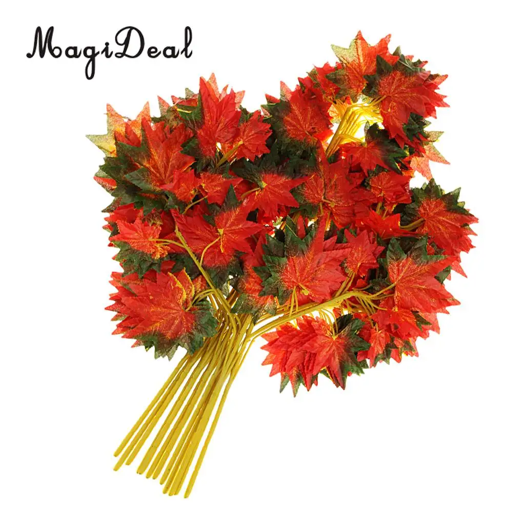 12pcs Artificial Ivy Autumn Maple Leaf Leaves Branches Plants Vine Fake Foliage Flower Home Garden Decorations