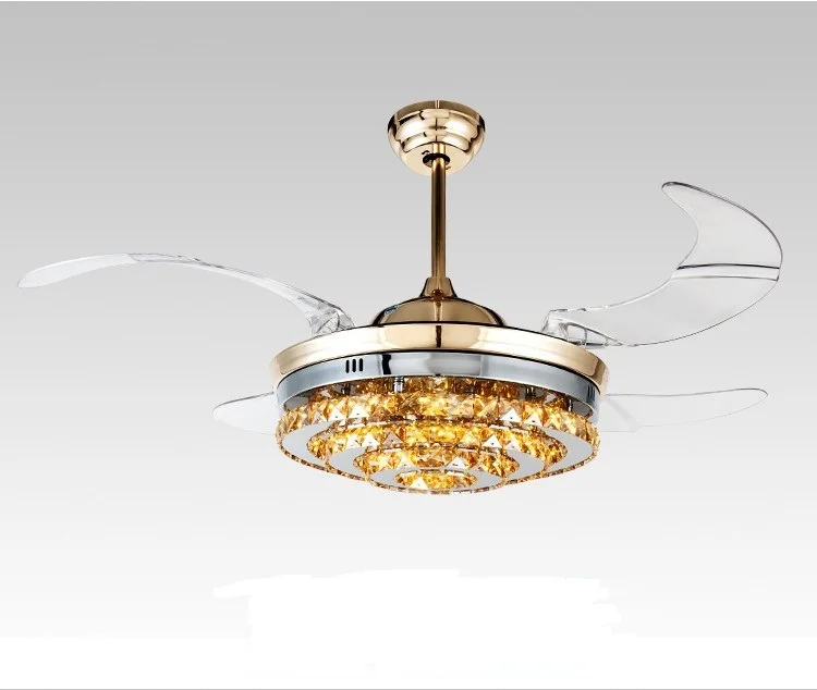 Gold FÜHRTE deckenventilator licht minimalismus moderne Kristall fan