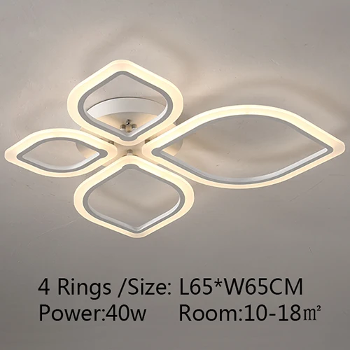Creative Simple led chandeliers ceiling Modern Chandelier for living room lights Bedroom light fixtures led chandelier lighting - Цвет абажура: 4 Rings  L65xW65CM