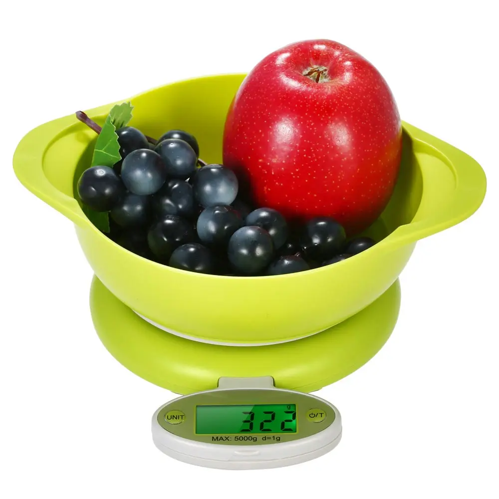 

Folding Mini Digital Kitchen Food Scale Multifunction Weight Scale with Removable Bowl 11 lb 5000g Tare Function