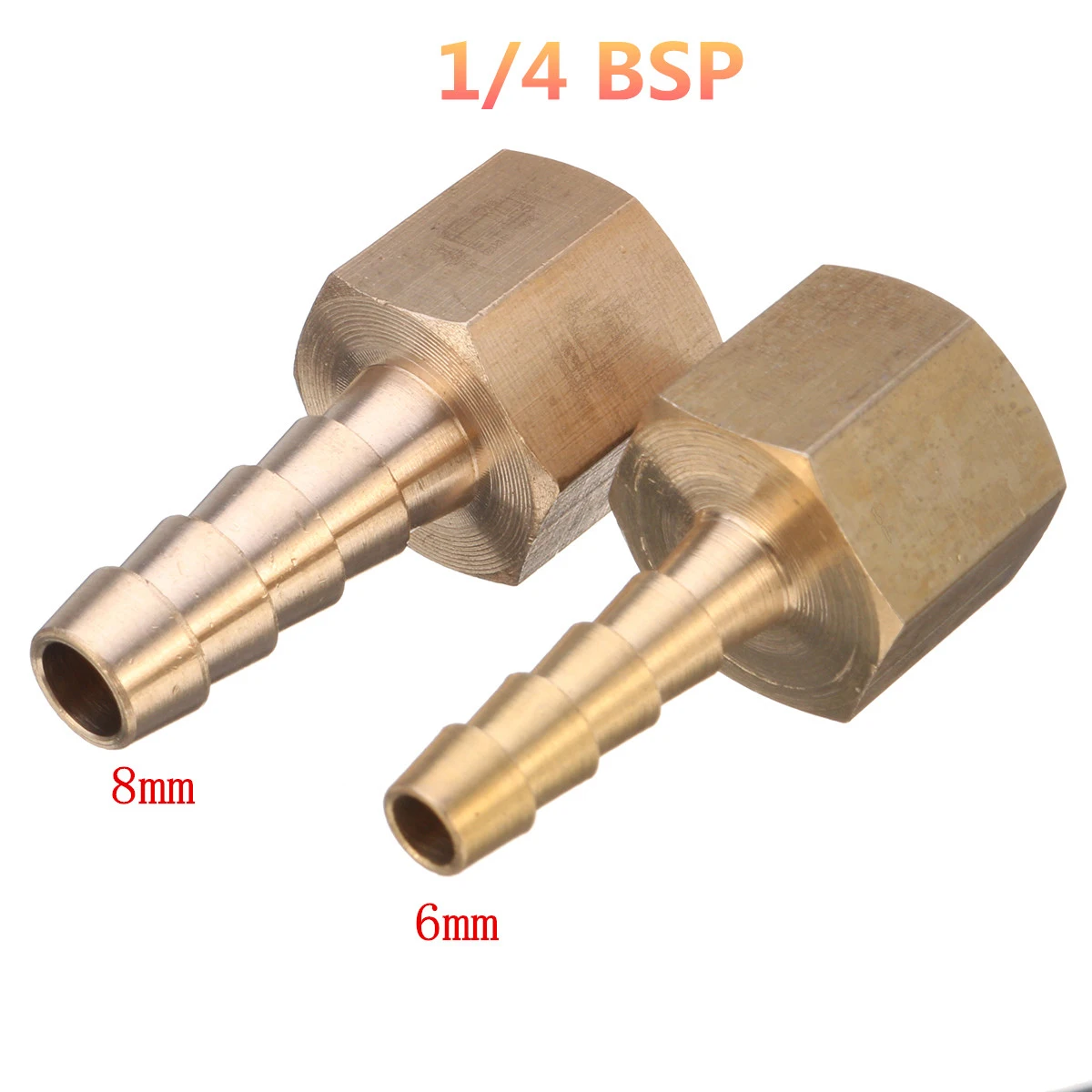 

Car Hose Tails 1/4 BSP Female to 6mm or 8mm Tube For Pressure Gauges To Hoses Brass