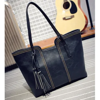 

Vintage Women Handbag Large Capacity PU Leather Casual Bag Tassel Single Shoulder Bags New