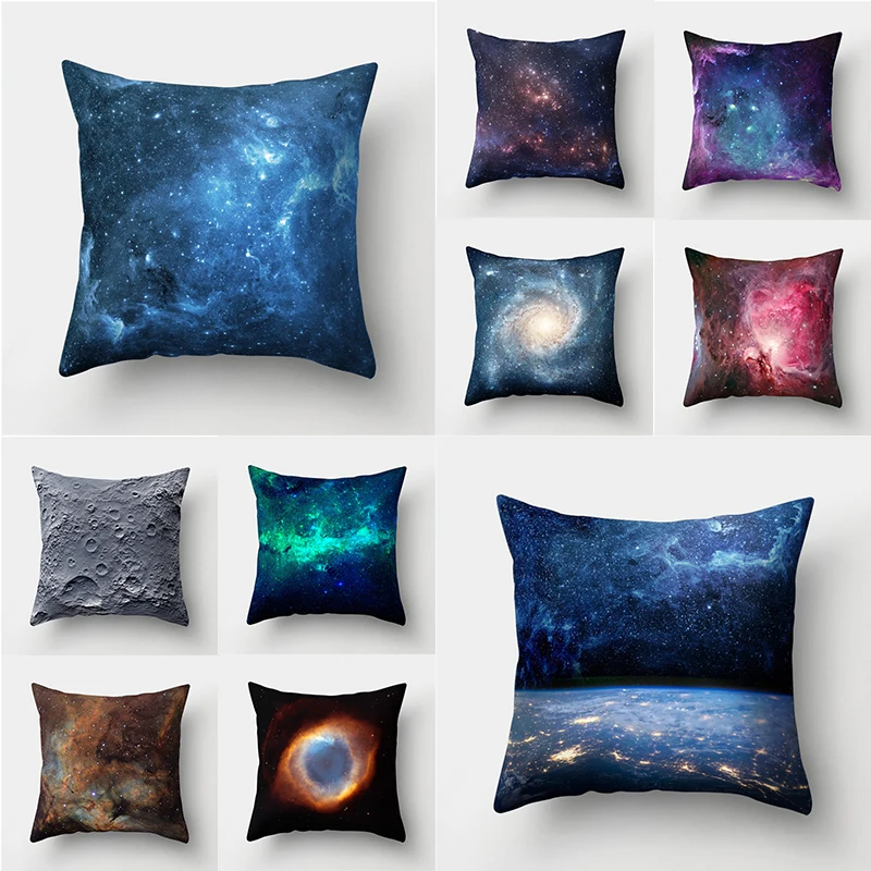 

Polyester Meteorite Cushion Cover 45x45cm Printed Universe Pillowcases kissen Nebula Throw Pillow Covers Colorful Sky Cushions