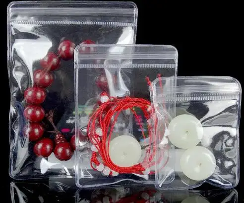 

100pcs Mini Self Sealing Zip Lock Plastic Bag Thick Transparent pvc Plastic Zipper bag jewelry gift Earrings packaging bag