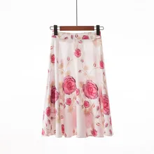 Женская юбка до середины икры с цветочным принтом, милая Девичья повседневная юбка средней длины, Faldas Mujer Moda, летняя юбка с цветочным рисунком