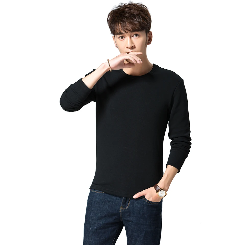 100% Cotton O-Neck Undershirts Long Sleeve Fitness Soft Thermal Top mens clothing Tee Undershirts Summer Shirts Underwear (9)