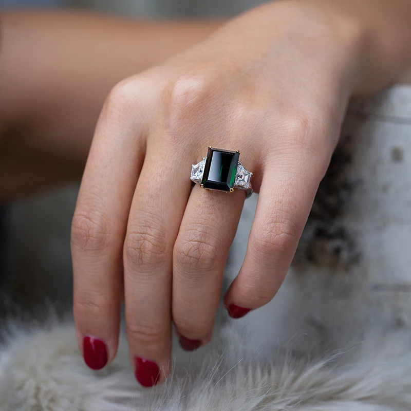 Роскошные брендовые большие прямоугольные циркониевые обручальные кольца для женщин, высокое качество, 925 пробы, серебро, цветной камень по дню рождения, AAAAA+ CZ ювелирные изделия