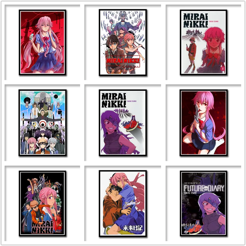 

Future Diary Japanese anime Beauty art white cardboard poster Bar Cafe Living Room Dining room Wall Decorative 42*30cm No frame