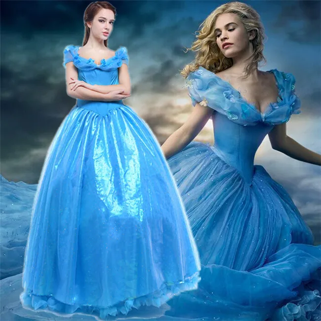 2015 Newest Princess Cinderella Dress Movie Cosplay Cinderella Costumes ...