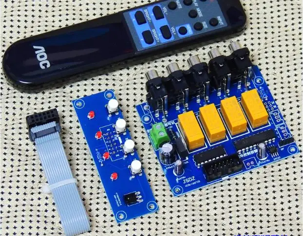 Assembly 4 way remote board Audio input choose 1 way output with memory fuction