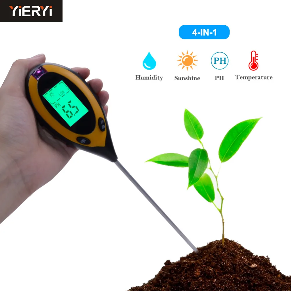 Four in one Soil Tester, Portable PH Soil Moisture Meter, Soil CE Meter, Soil PH Meter