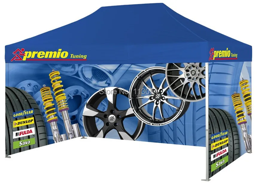 Free Shipping 3m x 4.5m Aluminum Pop Up Instant Folding Party Tent Trade Show Event Gazebo with 3 walls Heat Transfer Printing