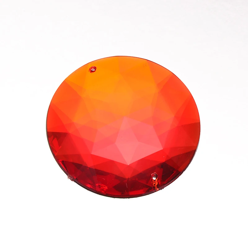 JUNAO, 52 мм, большой размер, пришитые разноцветные стразы, аппликация для шитья, Большой акриловый кристалл, плоская задняя сторона, рукоделие, стразы, камни, рукоделие - Цвет: Red
