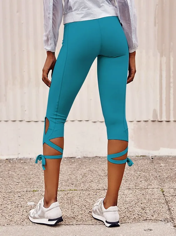 TIE UP LEGGING YOGA PANTS RUNNING DANCING LACE UP TURNOUT PANT (12)