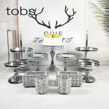 

FFriday 3-15pcs Cake Stand Set Round Metal Crystal Cupcake Dessert Display Pedestal Wedding Party Display