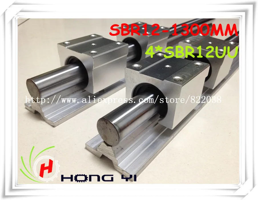 

Free shipping SBR12 Linear Guides L =1300mm + 4 pcs SBR12UU linear rails straight-line motion block for SFU1204 Ball screw