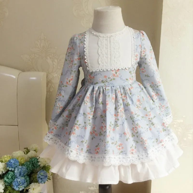 Весна, испанские детские платья, платье принцессы для девочек, хлопковое платье с цветочным рисунком для дня рождения, Рождественский костюм принцессы для девочек